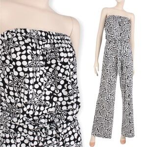 Diane Von Furstenberg Black and White Star Print Jumpsuit